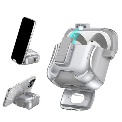 Protective Case For AirPods With Stand Support MagSafe Wireless Charging-Silver