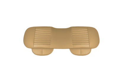 Faux Leather Rear Car Anti-Slip Bench Seat Protector Mat With Storage Pockets-Beige