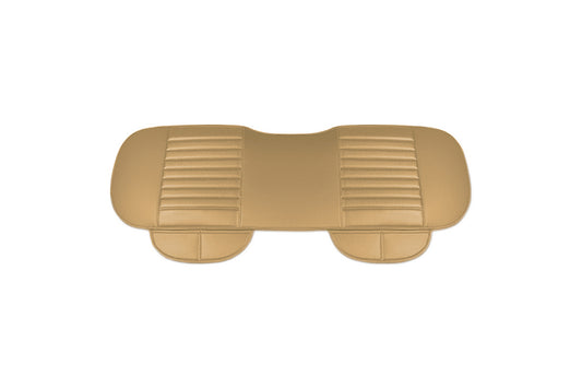 Faux Leather Rear Car Anti-Slip Bench Seat Protector Mat With Storage Pockets-Beige