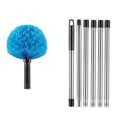High Reach Blue Cobweb Duster with Extension Pole Spider Web Cleaning Brush for Outdoor Use Style 2