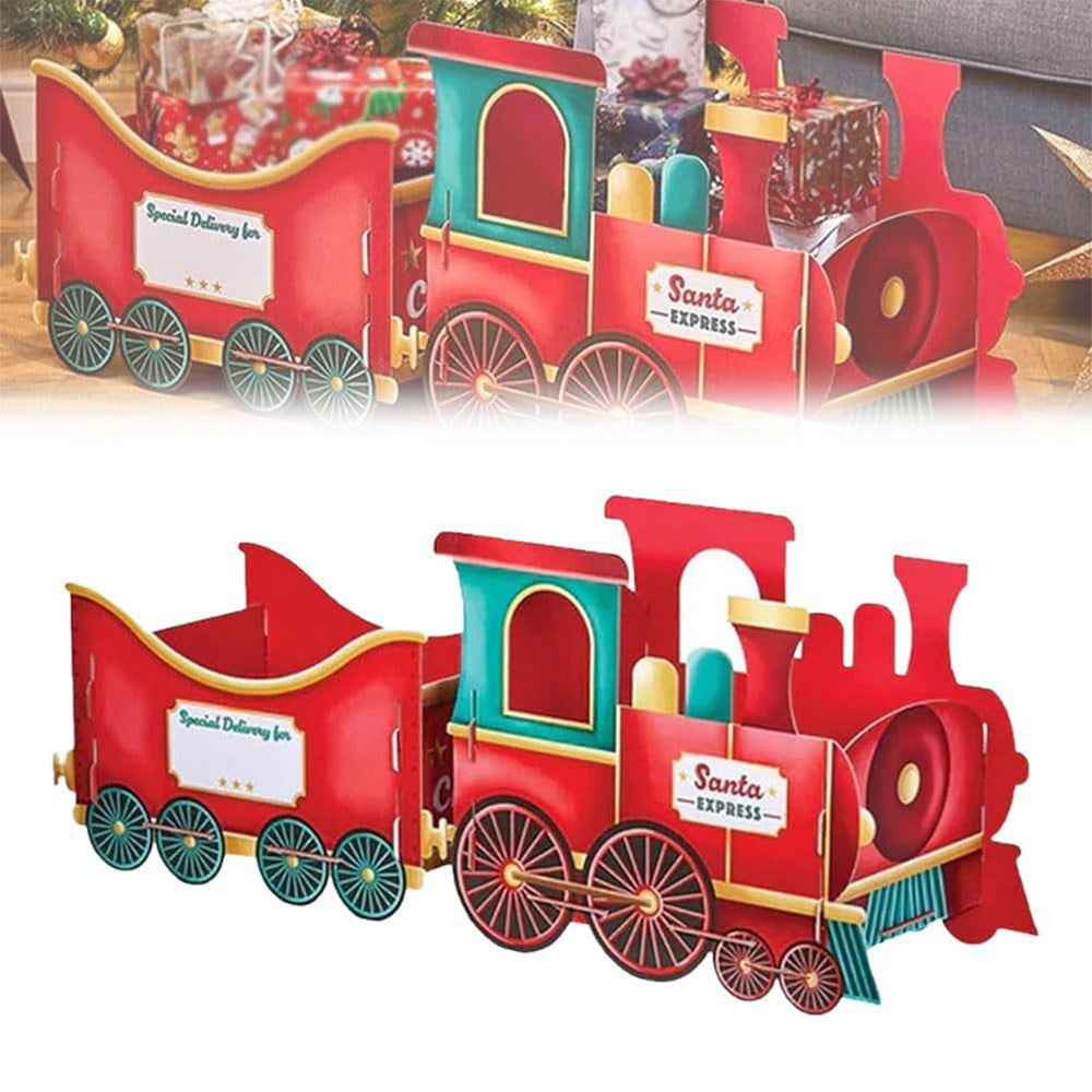 Santa Gift Train Christmas Cardboard Gift Box ¨C Present Holder Home Decoration Style 1