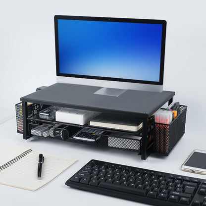Desk Organizer Computer Monitor Stand Riser with Drawer and Pen Holders