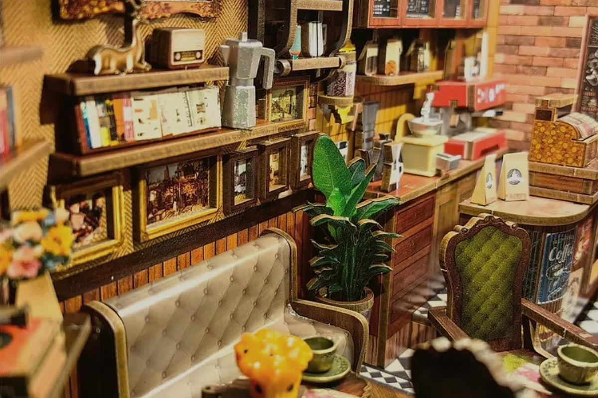 DIY Miniature House Kit Tiny House Kit for Adults to Build for Family Friends-?Coffee?Shop