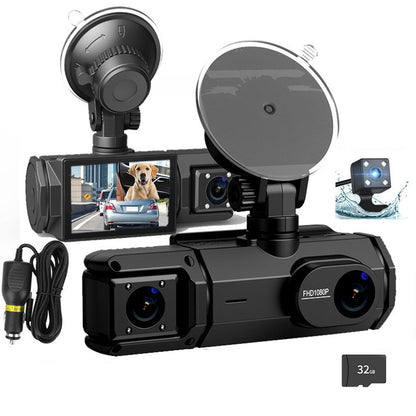 3-Channel Dash Cam with WiFi ââ‚?Front, Inside & Rear Camera with Motion Detection