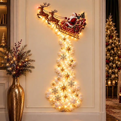 2D Acrylic Christmas Enchanted Path Wall Light  Warm White Wall Light - Santa