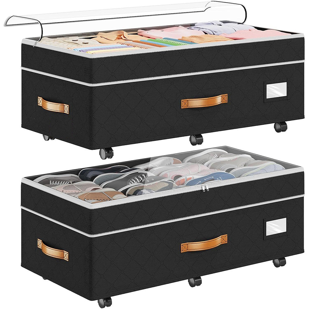 Large Capacity Under Bed Storage with Wheels Lid Handle