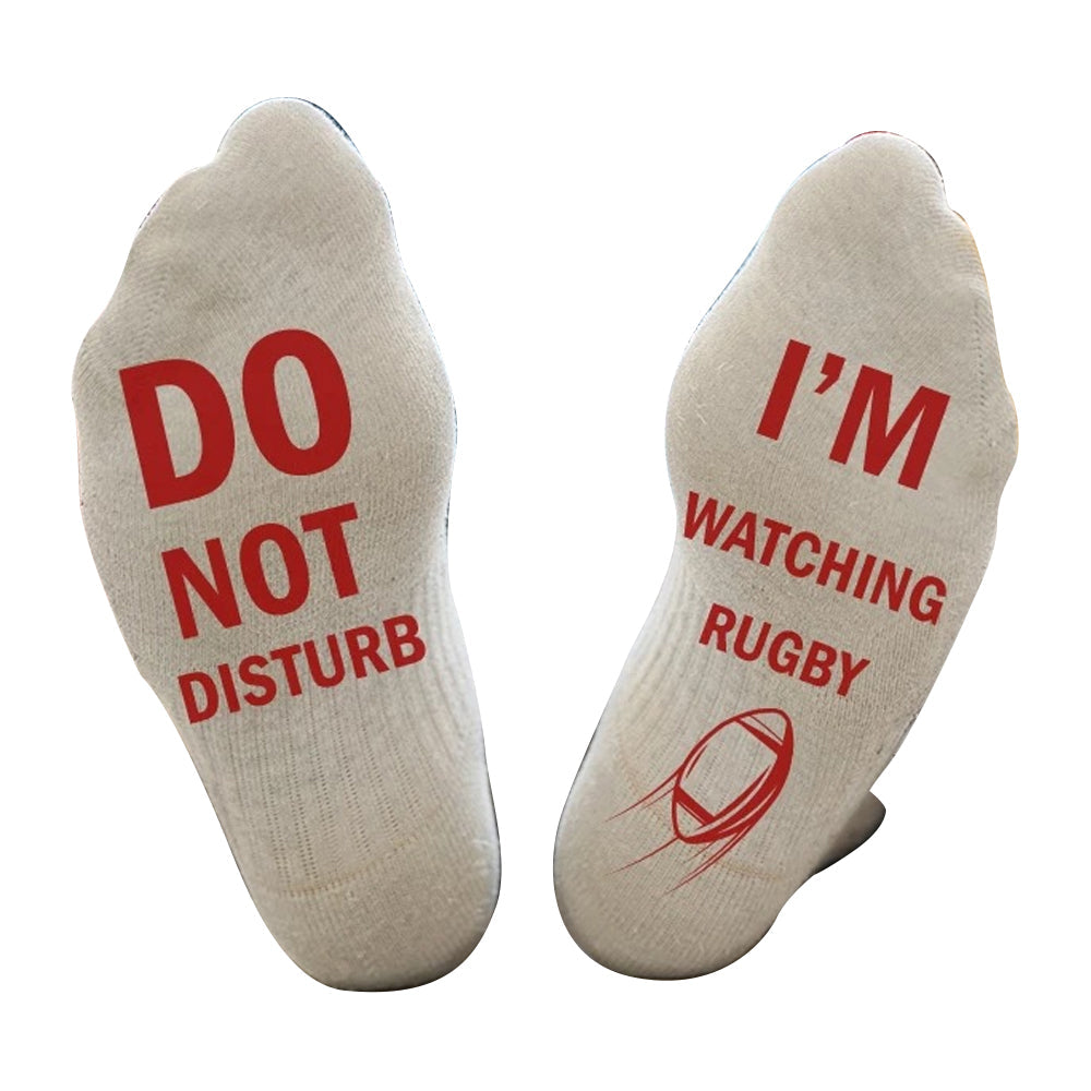 Pair of I'M WATCHING Unisex RUGBY Rugby Socks for Football Lover White