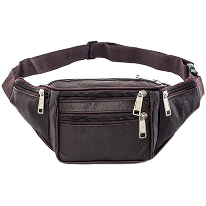Multi-pocket Fanny Pack Leather Waist Bag Bum Bag Coffee