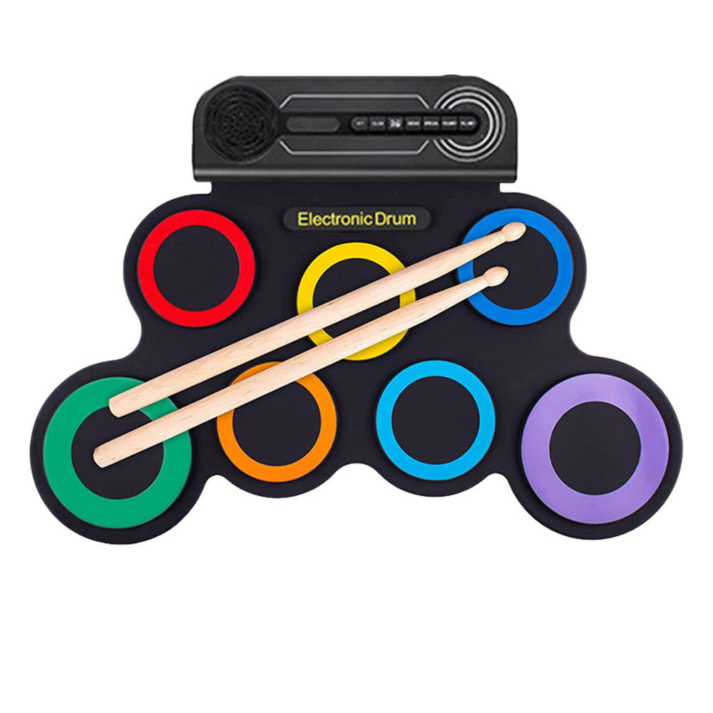 Electric Drum Set Kids Drum Pad and Sticks Portable Roll Up Drums Practice Pad