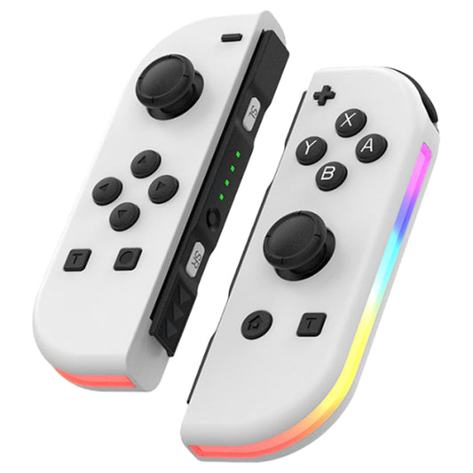 Wireless Bluetooth Left Right Controller with RGB Light for Switch/Switch Lite/Switch OLED White