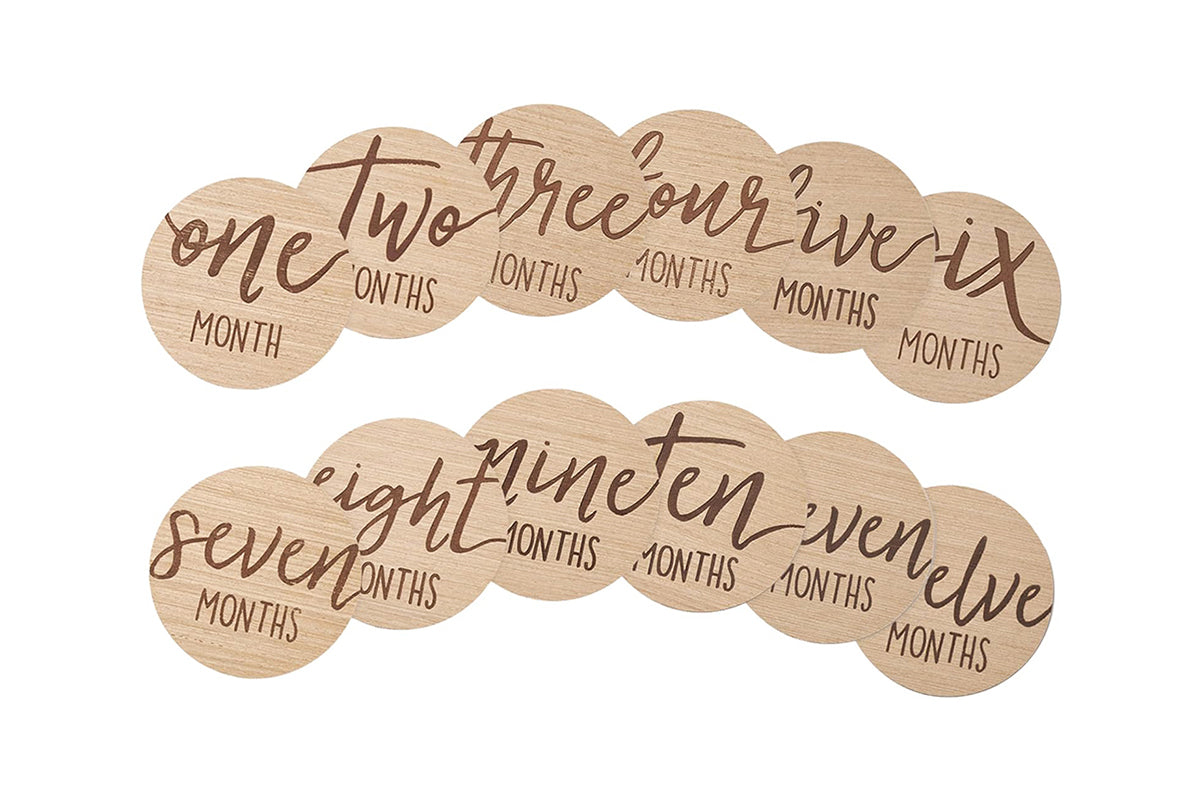 12Pcs 10CM Wooden Milestone Cards For Kids Announcement And Milestone