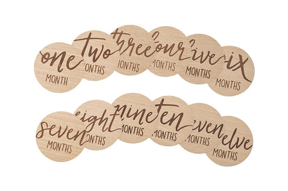 12Pcs 10CM Wooden Milestone Cards For Kids Announcement And Milestone