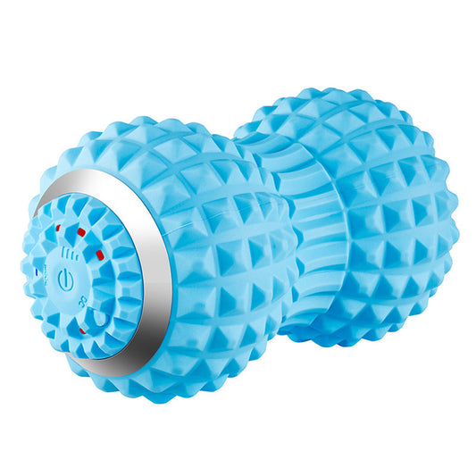 Vibrating Rolling Massage Ball with 4-Speeds Deep Tissue Trigger Point Massager Blue