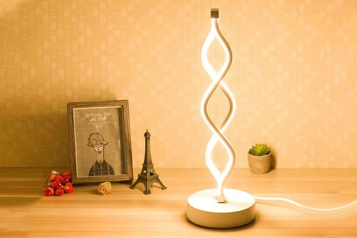 Bedside Lamp 3-Way Dimmable Spiral LED Table Lamp Nightstand Desk Reading Light