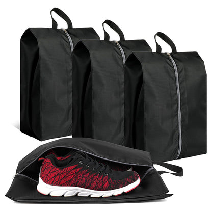 4Pcs Water-Resistant Travel Shoe Storage Bags-Black