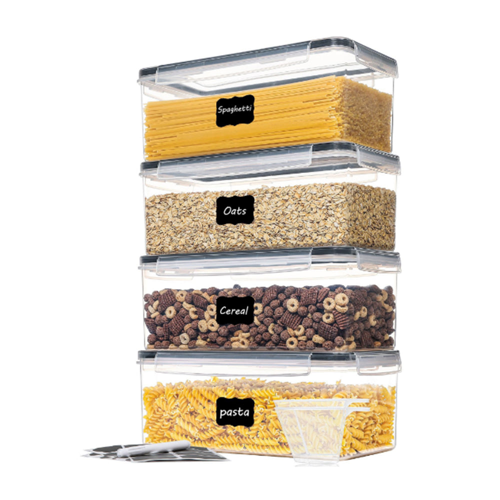 Set of 4Pcs Food Storage Containers with Lids 3.2L Plastic Pasta organizer Kitchen Storage