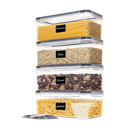 Set of 4Pcs Food Storage Containers with Lids 3.2L Plastic Pasta organizer Kitchen Storage