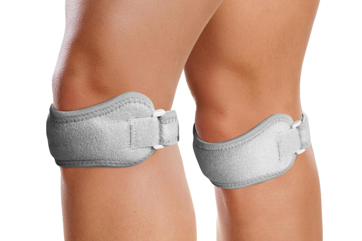2Pcs Knee Relief Patella Stabilizer Support Brace for Running Hiking Basketball Tennis Volleyball Squats Tendonitis -Grey