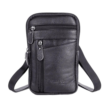 Leather Phone Pouch Small Waist Pack Crossbody Bag Business Receipt Wallet Black
