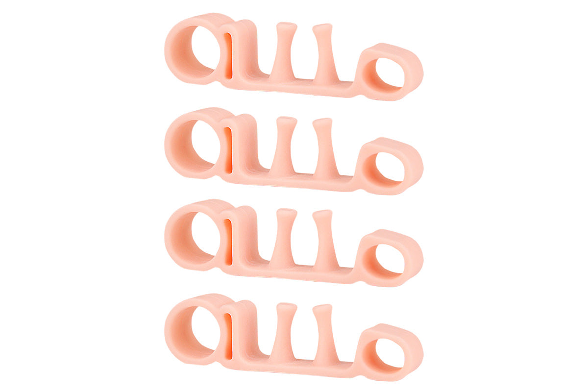 2 Pairs Five-Hole Toe Separators Bunion Corrector Pads for Foot Alignment and Pressure Relief-Nude