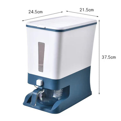 12KG Rice Dispenser Large Food Container Grain Storage Bin with Measuring Cup