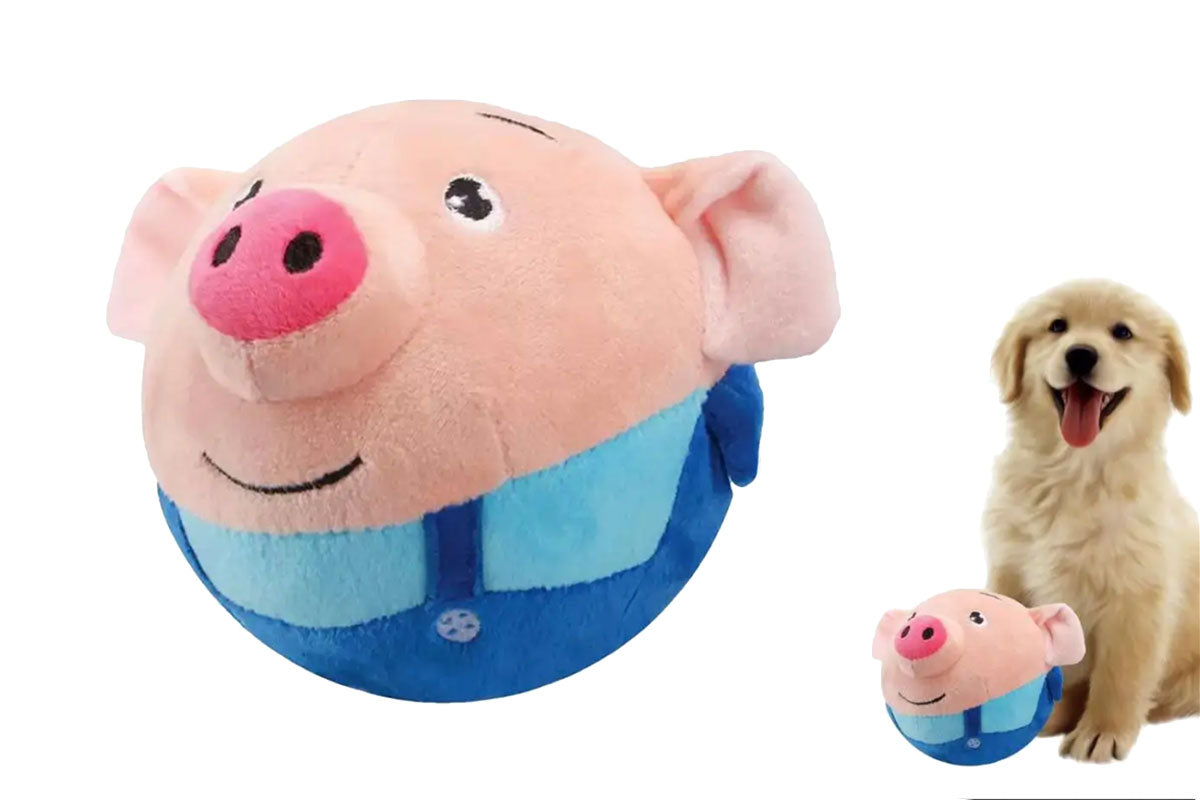 Active Moving Pet Plush Toy Interactive Bouncing Ball Sound Electronic Dog Toy-Blue