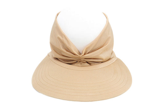 Womens Elastic Beach Summer Sun Hats Wide Brim Visor UV Protection-Camel