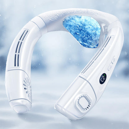 Wearable Neck Fan with Semiconductor Cooling - White