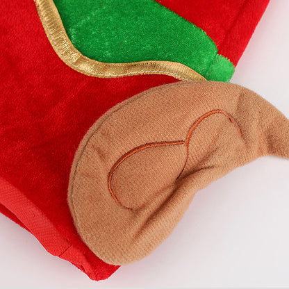 Adult Christmas Elf and Santa Hat with Bent Horns and Elf Ears