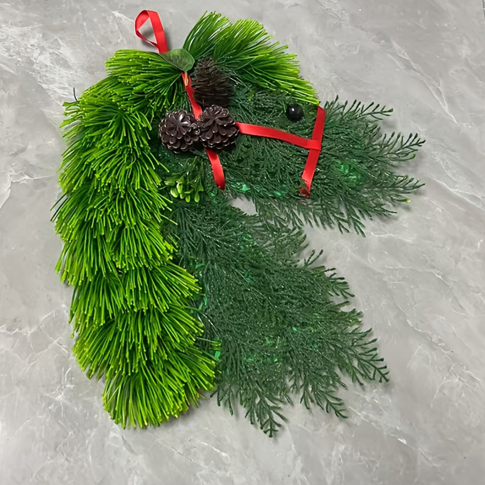 Artificial Horse Head Shaped Christmas Wreath for  Wall Decor - Style1