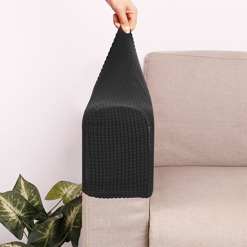 2PCS Universal Chair Arm Protector Covers Armchair Slipcovers Furniture Protector-Black