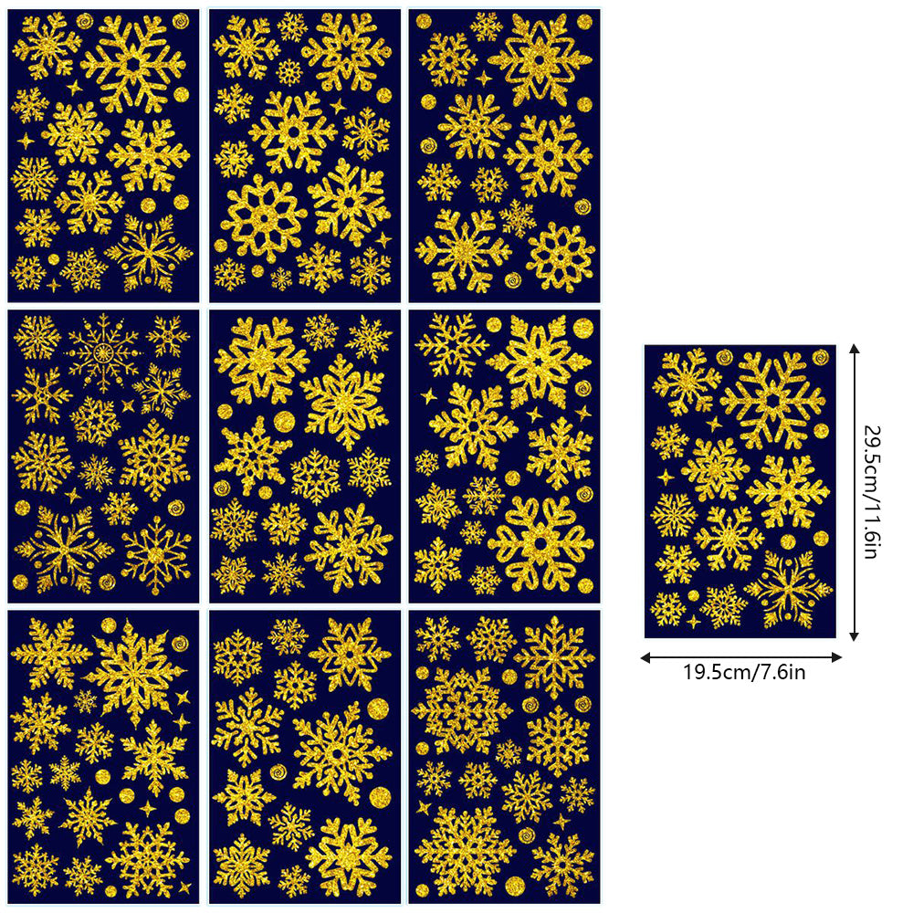 Christmas Window Clings ¨C Snowflakes Static Stickers in Gold and Silver for Holiday Decorations Style 1