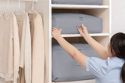 2Pcs 3 Layer Ultra Space Saving Self Compression Organizer Heavy Duty Moving Storage Bag-Grey