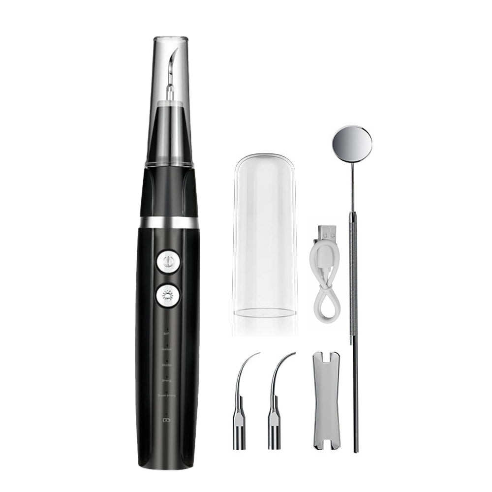 Electric Ultrasonic Plaque Remover Teeth Cleaning Kit Dental Calculus Remover LED Light -Black