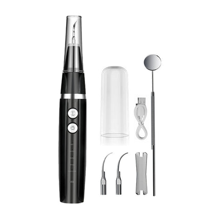 Electric Ultrasonic Plaque Remover Teeth Cleaning Kit Dental Calculus Remover LED Light -Black
