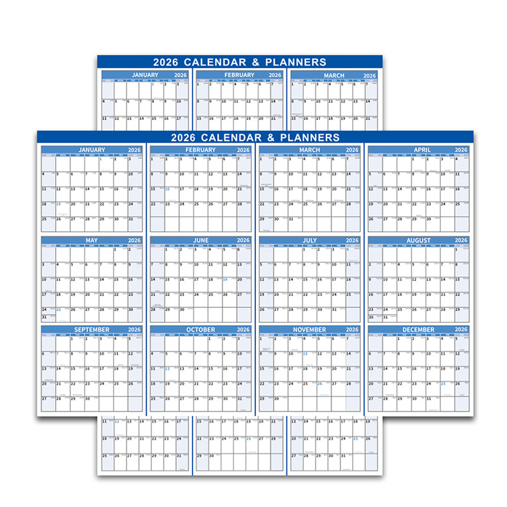 2026 Wall Calendar 12 Month Annual Yearly Wall Planner Horizontal and Vertical