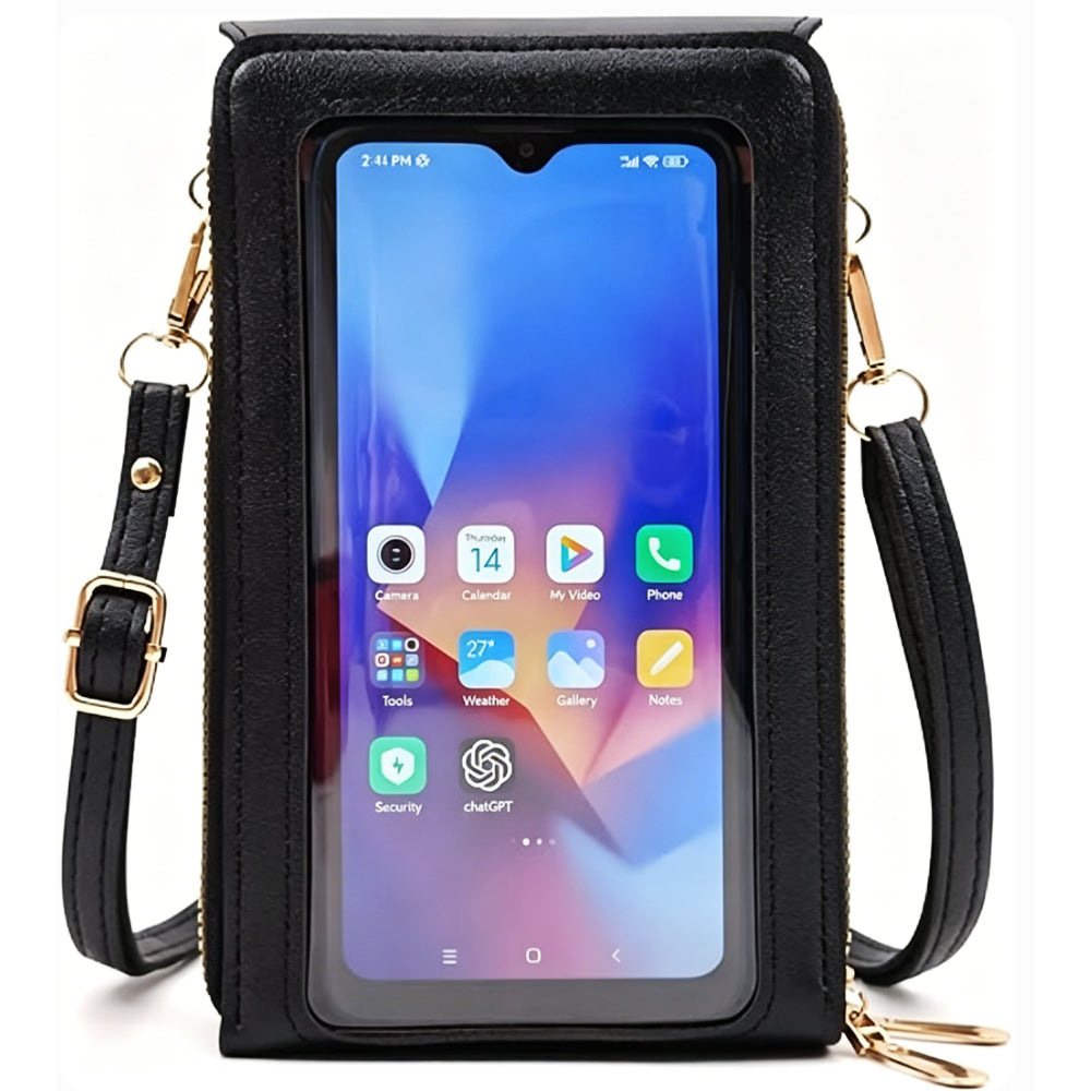 Touchscreen Crossbody Phone Bag Small Purse with Card Slots for Travel-Black