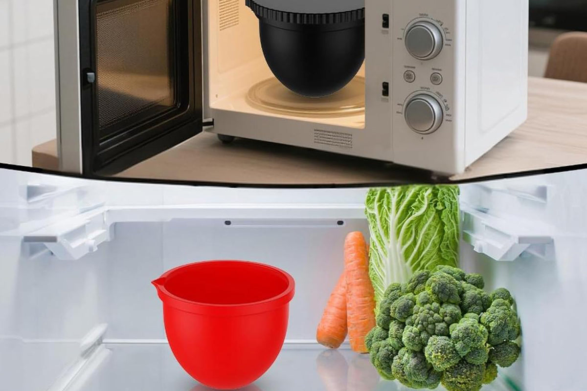 Silicone Mixing Bowl with Lid Set for 5 Qt KitchenAid Mixers -Red