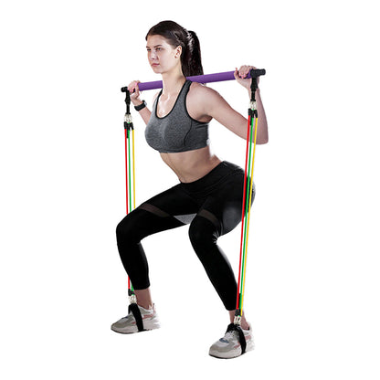 Portable Pilates Stretch Rope Gym Stick Yoga Exercise Bar Pilates Trainer Rope