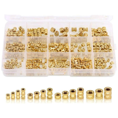330Pcs Brass Knurled Threaded Insert Nut Assortment Kit M2 M3 M4 M5