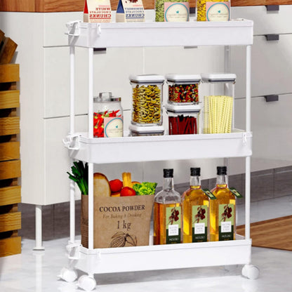 3-Tier Rolling Storage Cart Bathroom Storage Organizer Shelf White