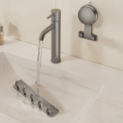 5 Hook Suction Cup Towel Rack Wall Mounted No Drill Bathroom Holder for Shower-Grey