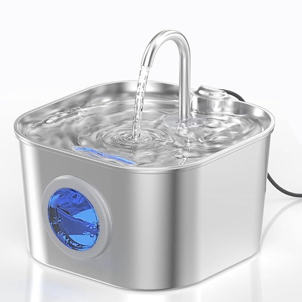 USB 2.2L Stainless Steel Pet Water Fountain for Cats and Small Dogs Style 1