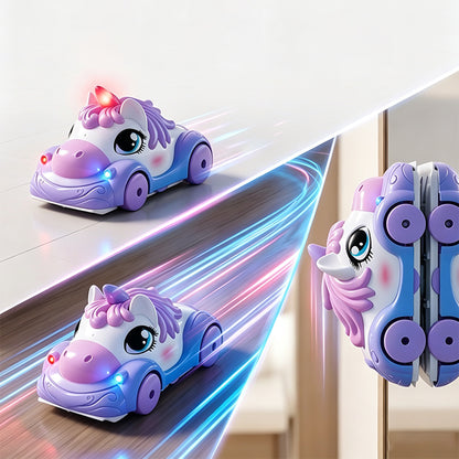 RC Wall Climbing Car Unicorn Toy Car with LED Lights for Ceiling Wall