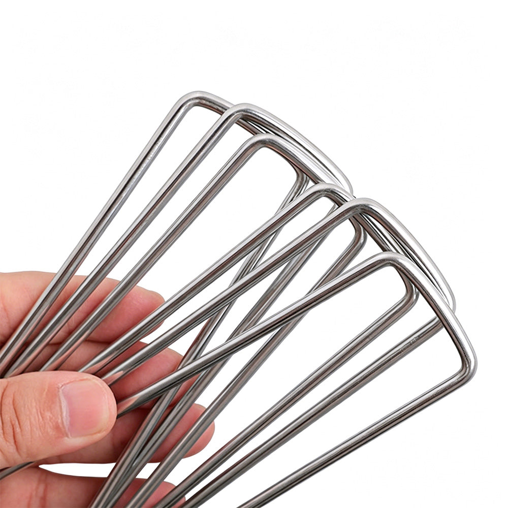 50Pcs 15cm Galvanized U Shaped Stakes for Weed Barrier and Landscape Fabric-3mm