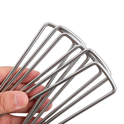 50Pcs 15cm Galvanized U Shaped Stakes for Weed Barrier and Landscape Fabric-3mm
