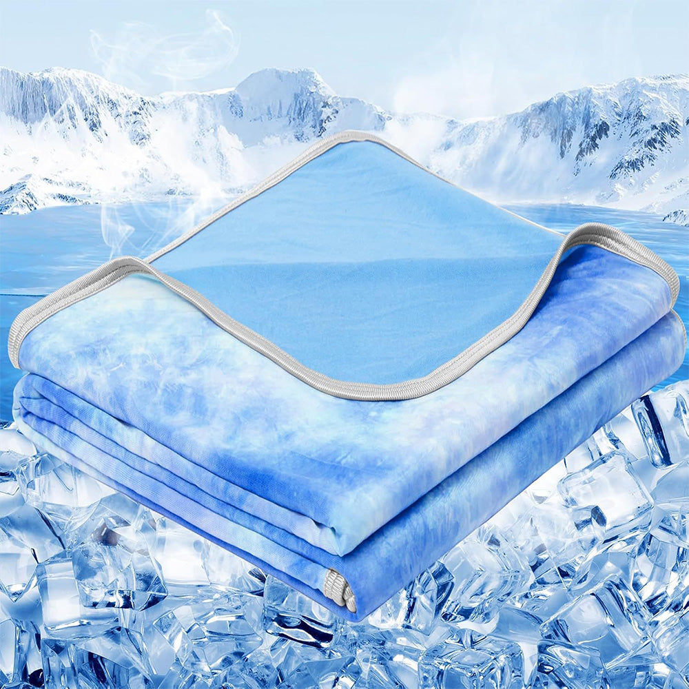 Cooling Summer Blanket Lightweight Cold Throw for Hot Sleepers Blue