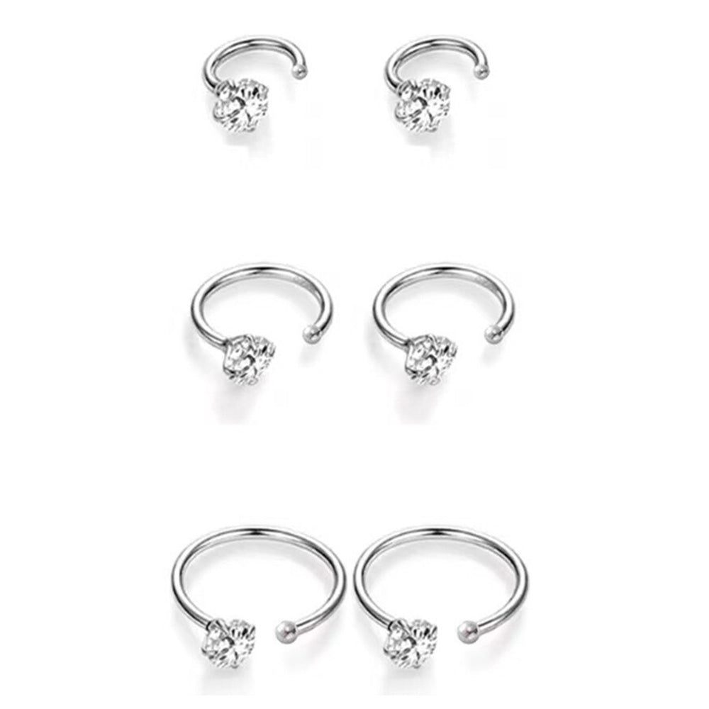 Half Hoop Earrings Lightweight Sterling Silver Stud Earrings