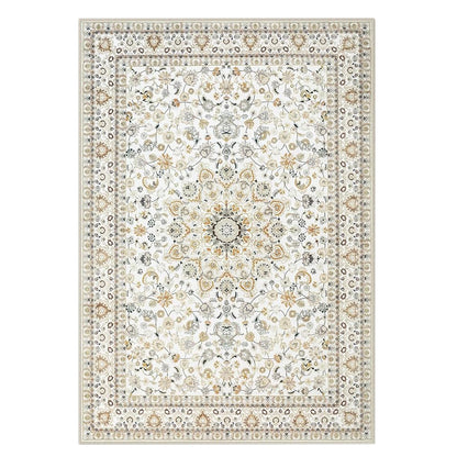 Crystal Velvet Vintage Boho Rug Non-Slip Floor Carpet for Bedroom Dining Room-White
