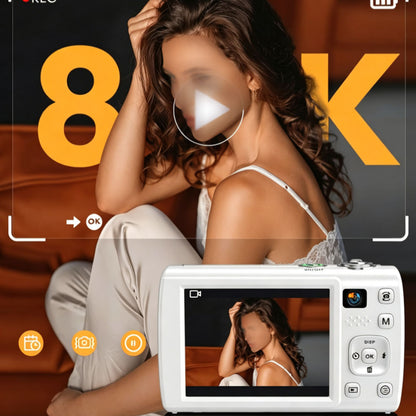 8K Dual Lens Digital Camera - Whitw